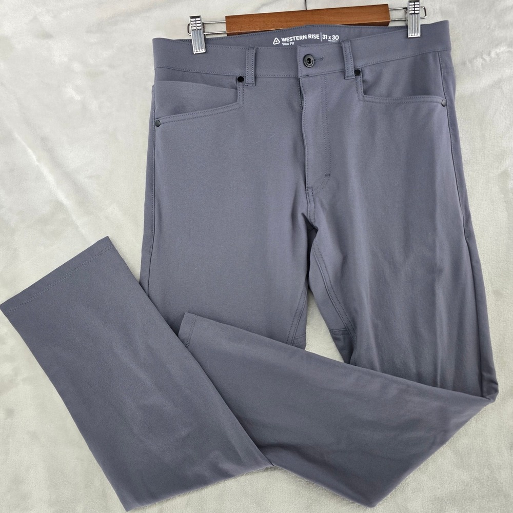 Western Rise Diversion Pants Men 31x30 Grey Slim Fit Performance Trousers